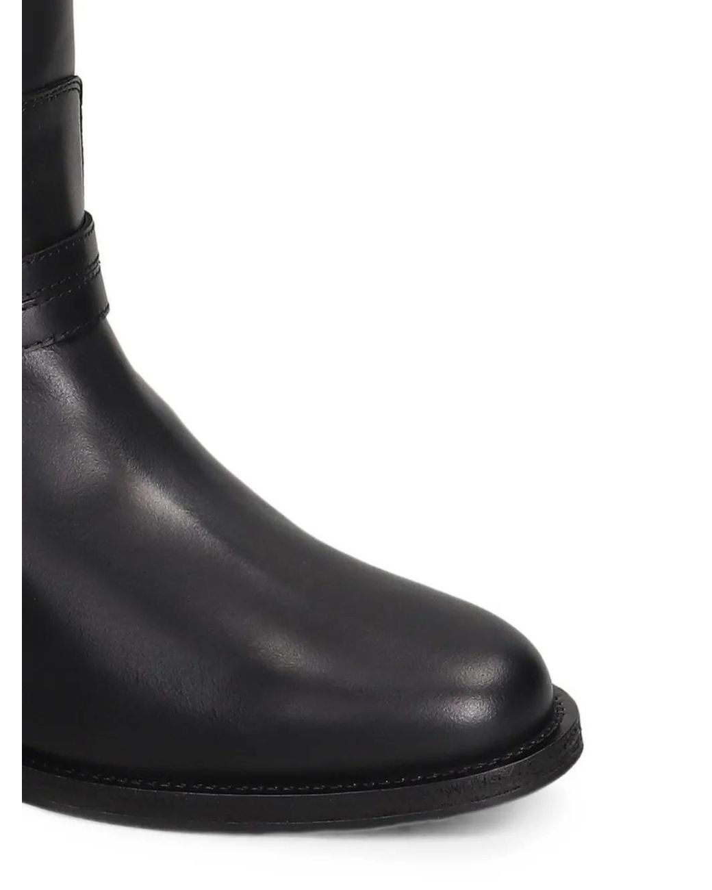 Via Roma 15 Black Buckle-Strap Leather Boots