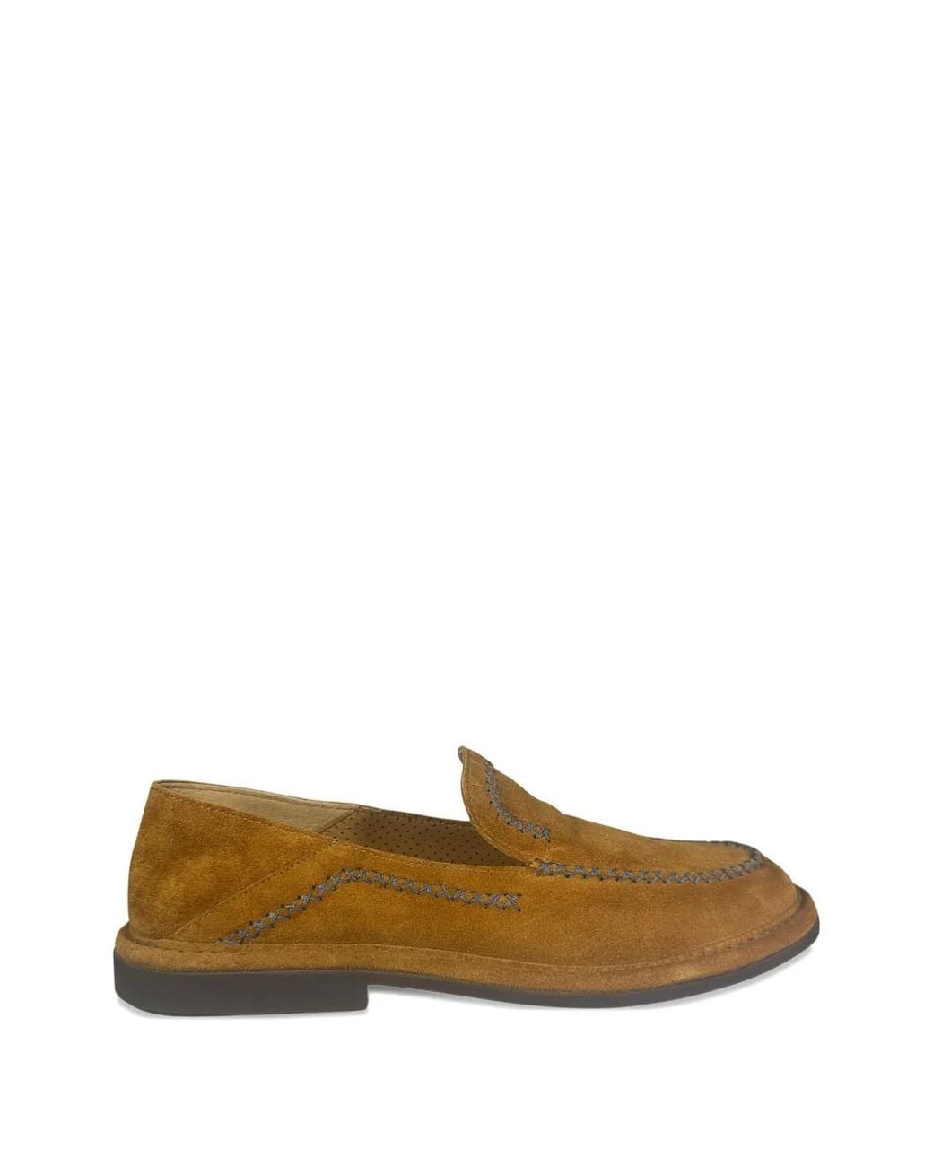 Alexander Hotto Brown Whipstitch Suede Loafers