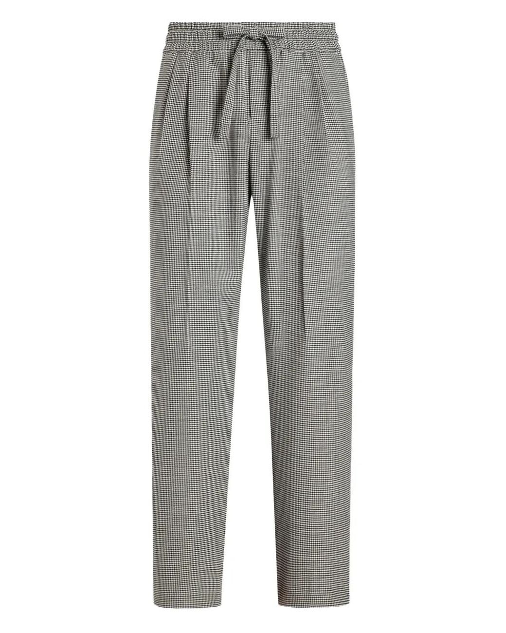 Dolce & Gabbana Gray Houndstooth Pleat-Detail Trousers for men