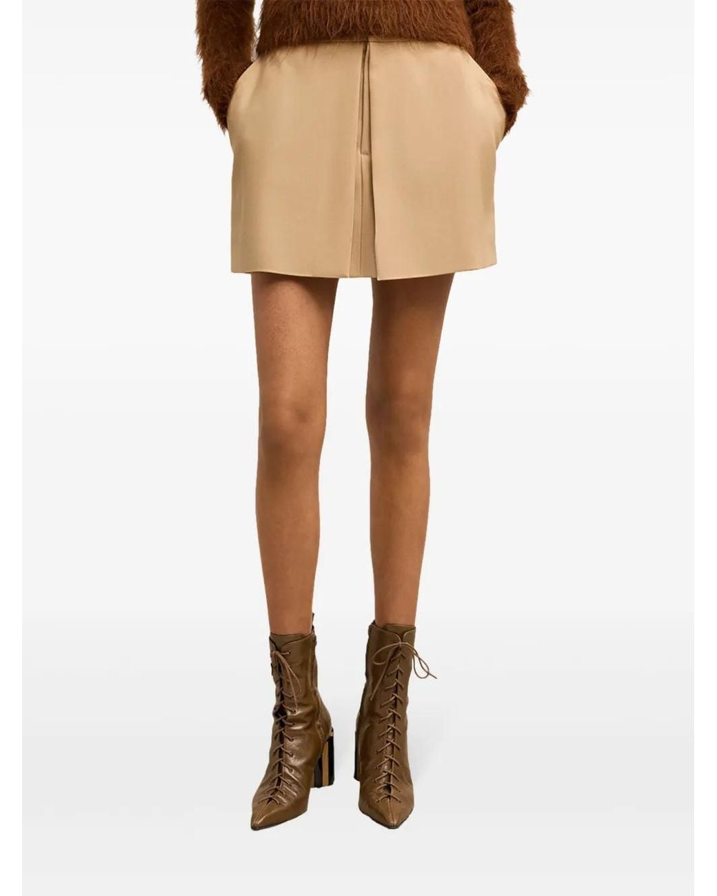 AMI Brown 90Mm Pointed-Toe Lace-Up Boots