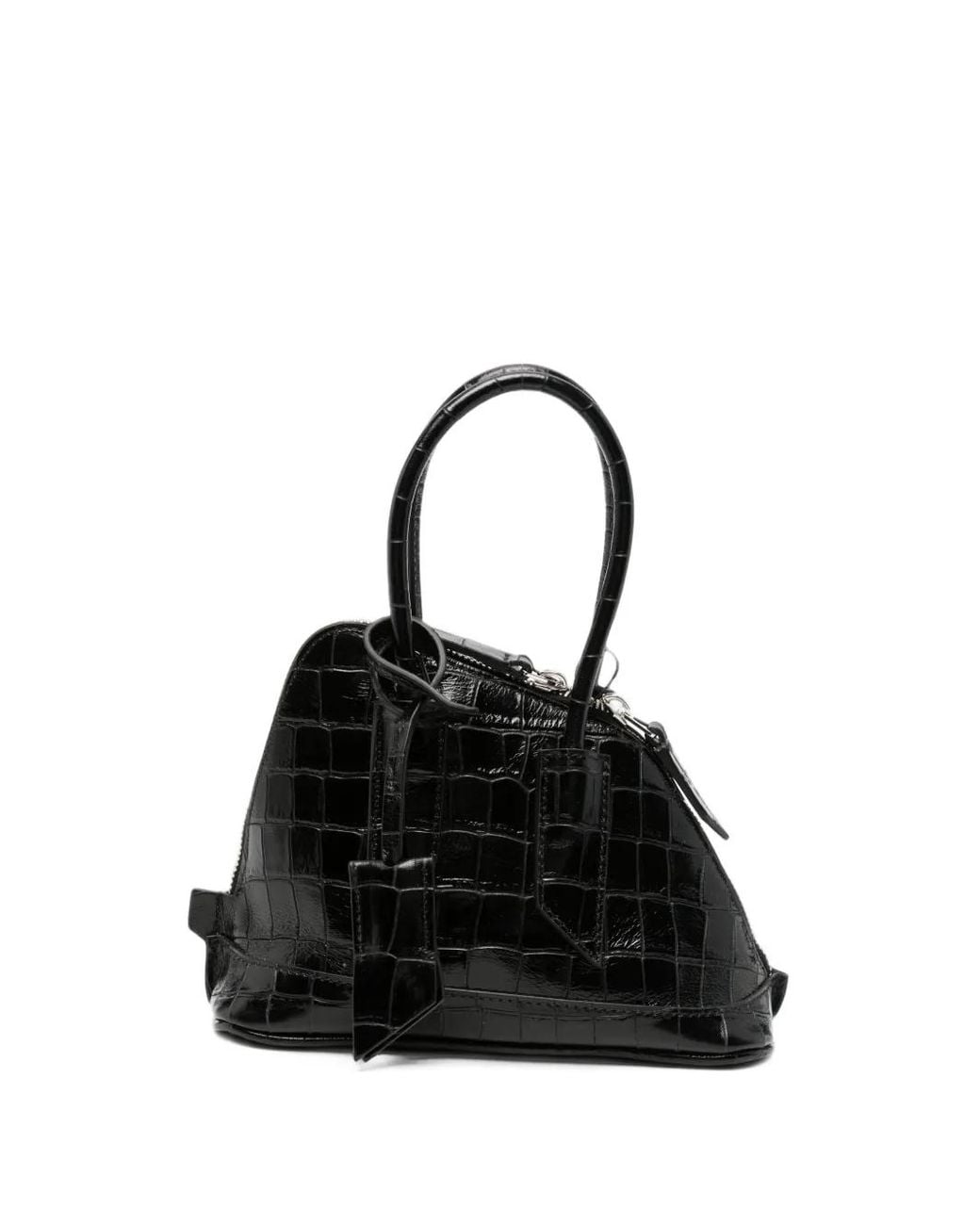The Attico Black Mini Sant Ambroeus Croc-Effect Tote Bag