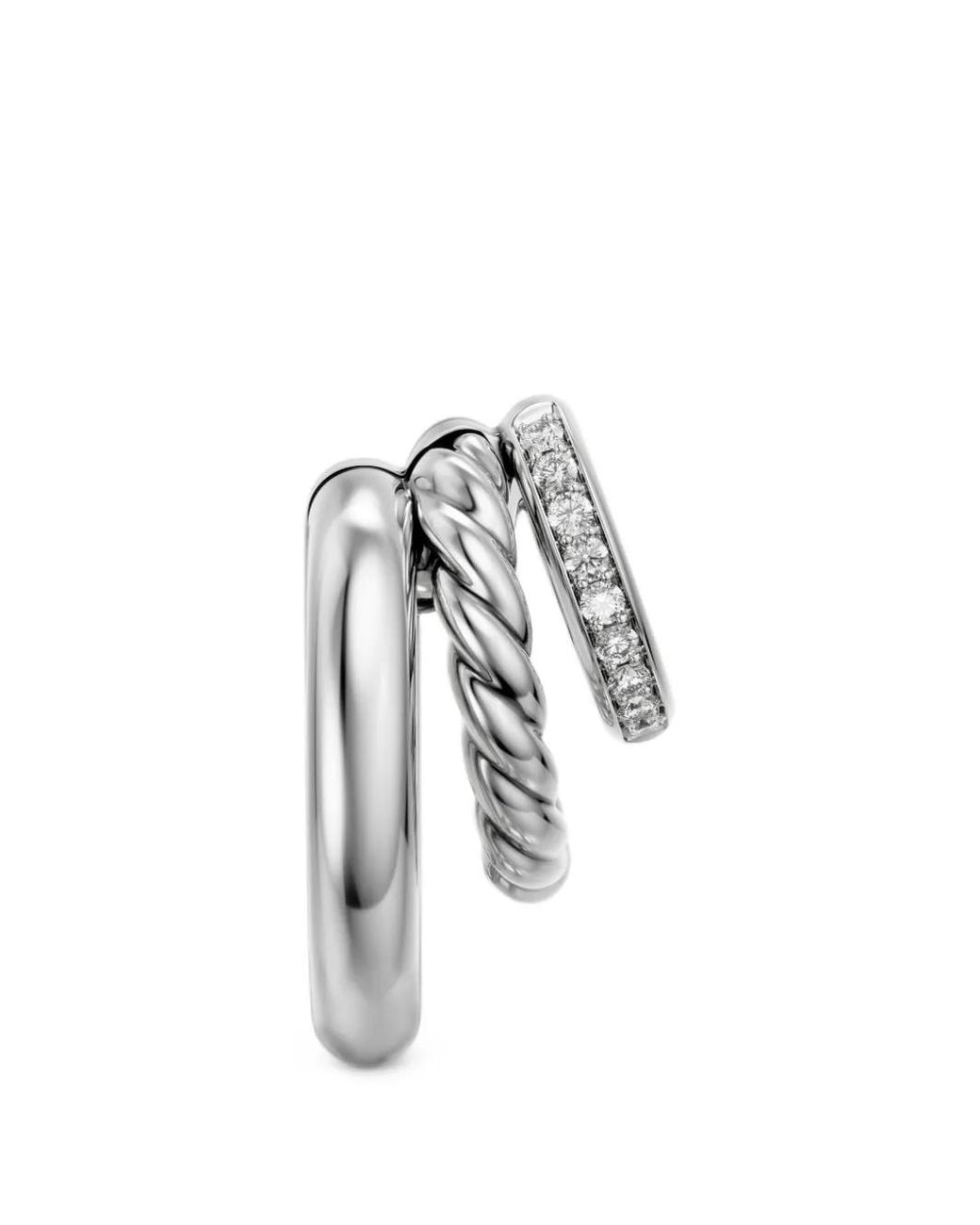 David Yurman Brown Dy Mercer Diamond Multi-Row Earrings