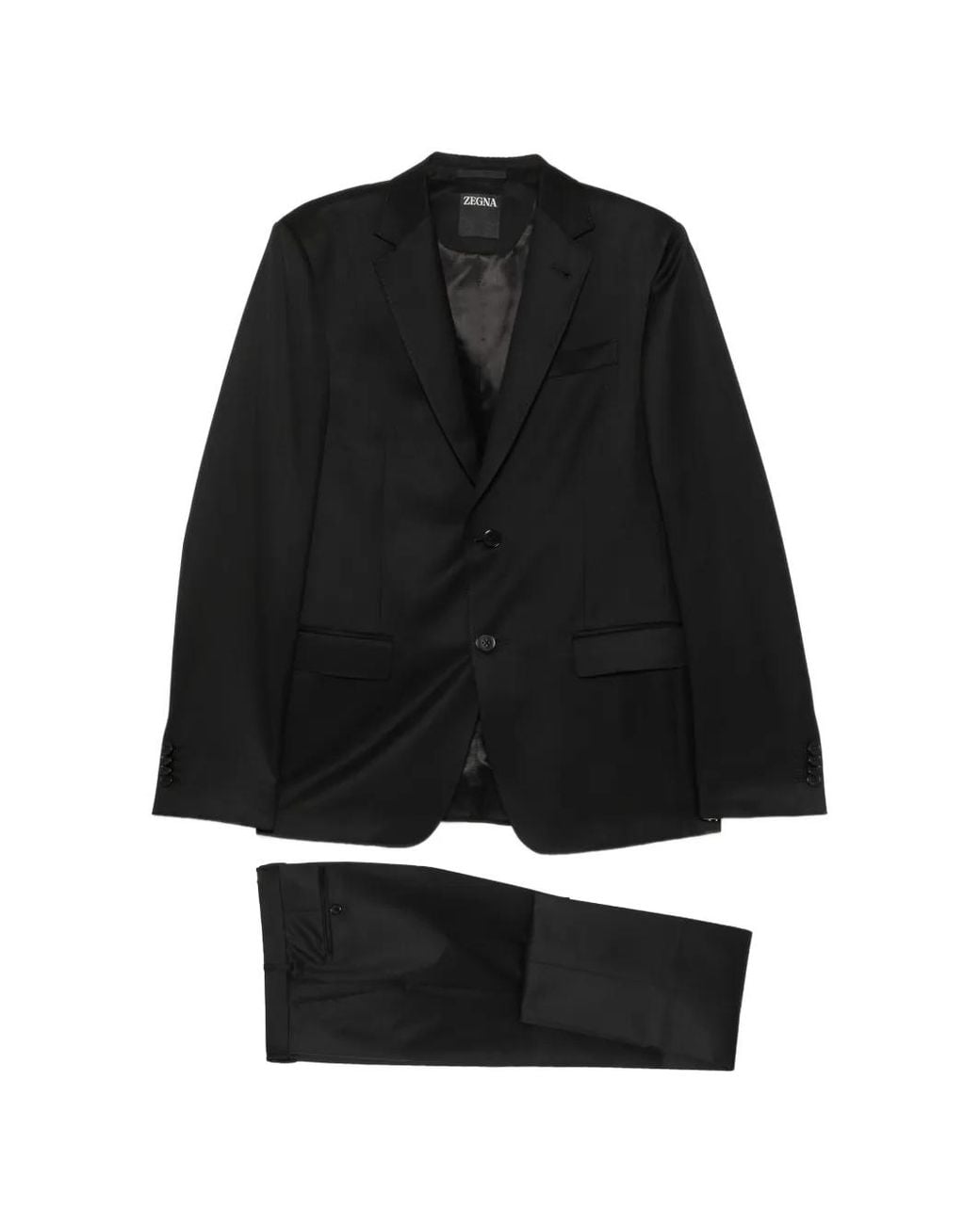 Zegna Black Costume En Laine À Veste À Simple Boutonnage for men