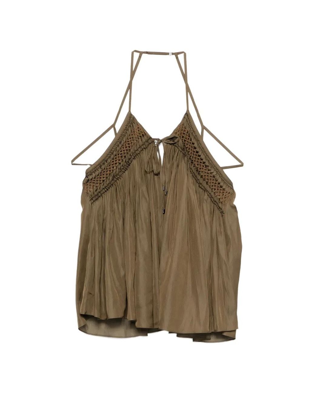 Barbara Bui Natural Embroidered Halterneck Top