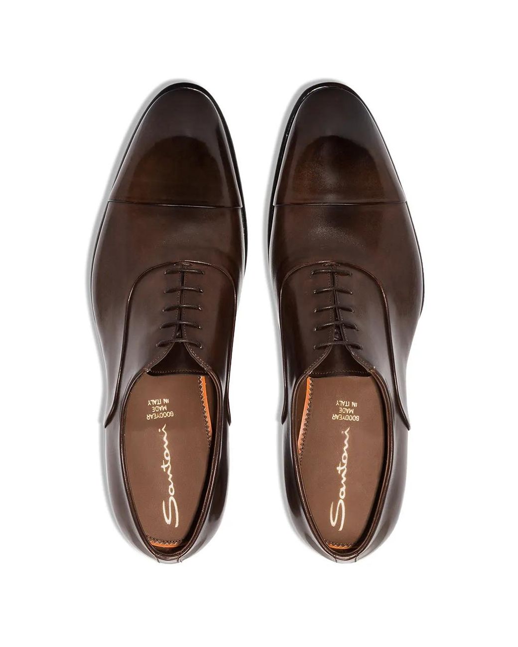 Santoni Brown Classic Lace-Up Oxford Shoes for men