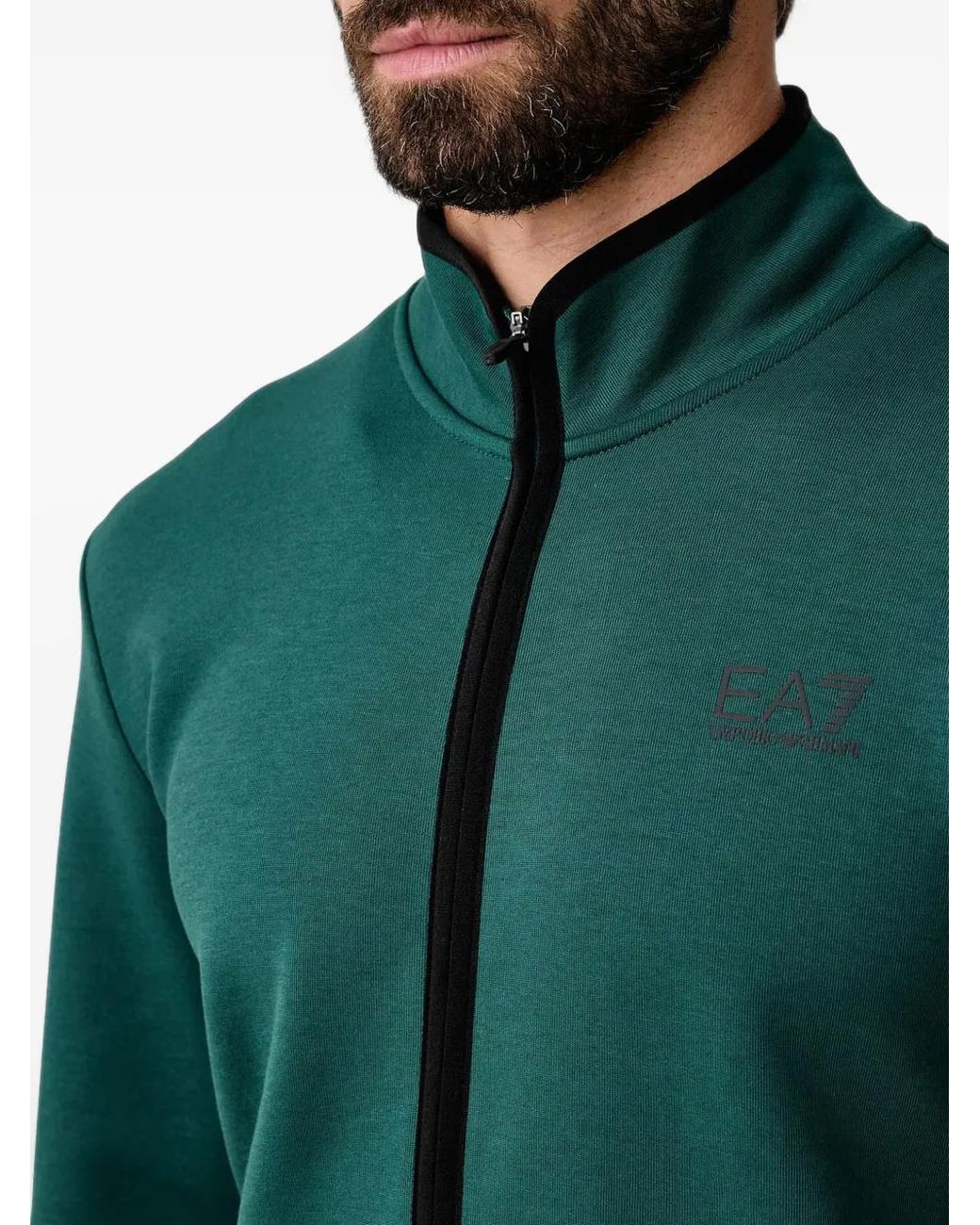 EA7 Green Zip-Up Logo-Print Tracksuit for men