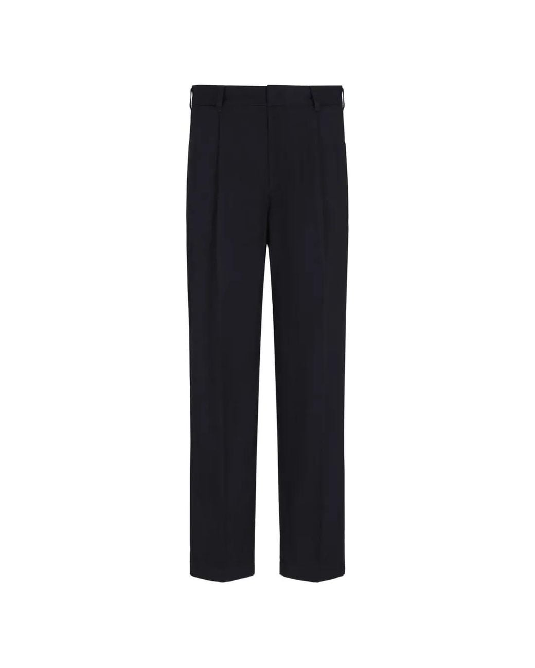 ARMANI EXCHANGE Blue Pleated Straight-Leg Trousers for men