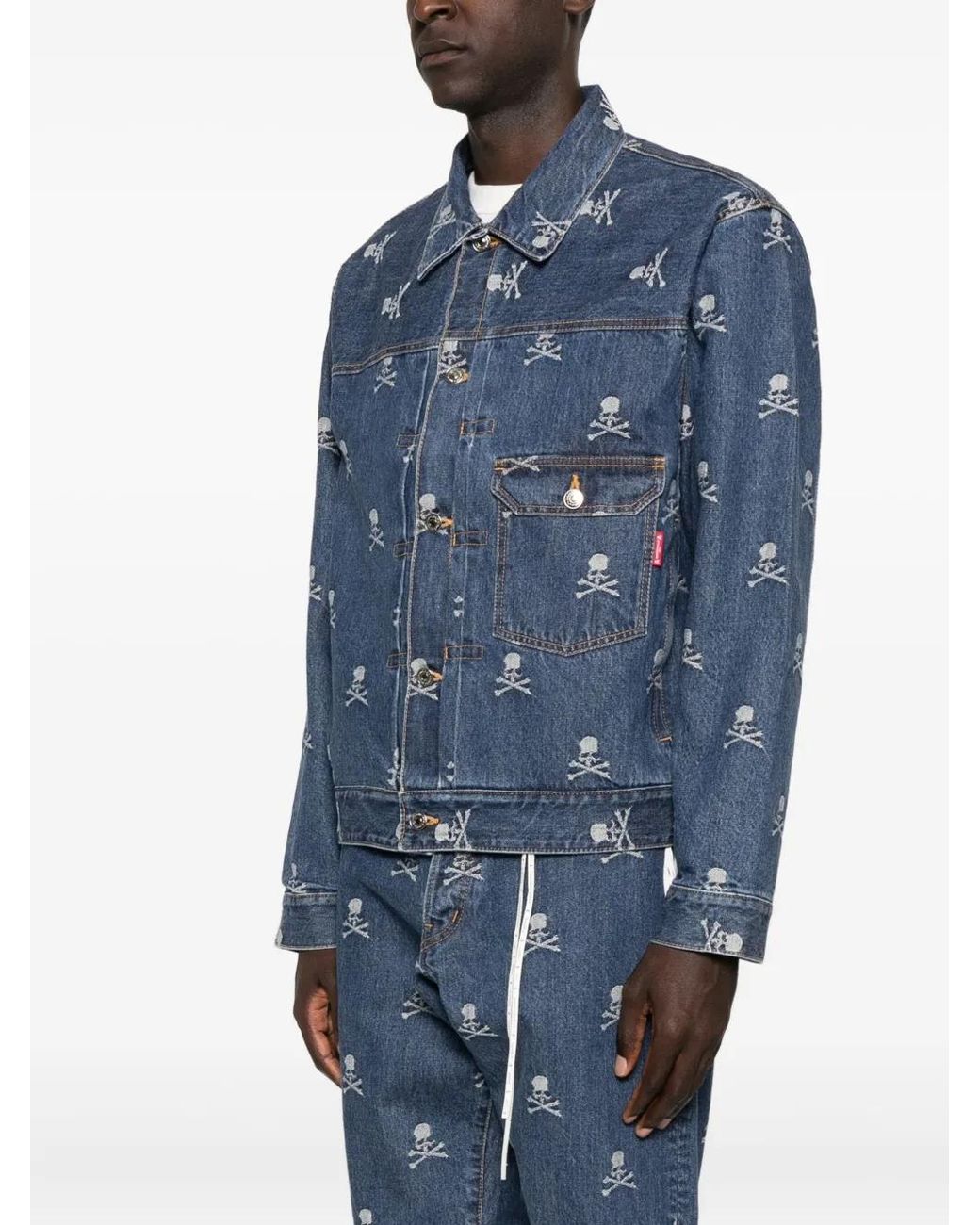 Mastermind Japan Blue Skull-Crossbones Denim Jacket for men