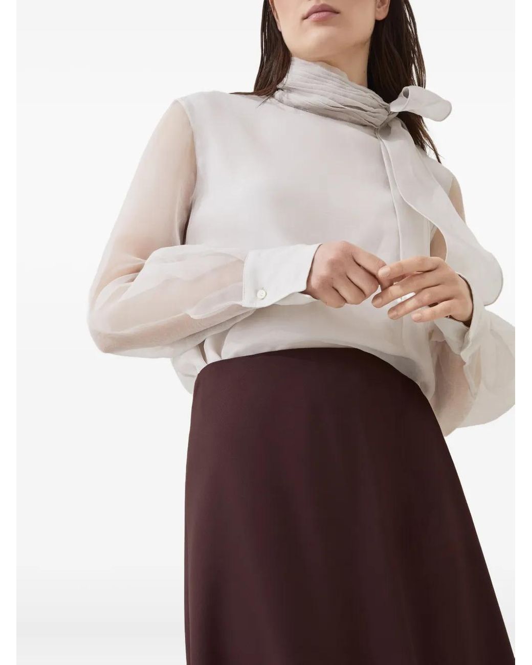 Brunello Cucinelli Purple Flared Midi Skirt