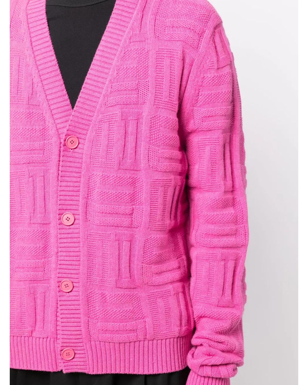 Ambush Pink Monogram-Pattern Knit Cardigan for men