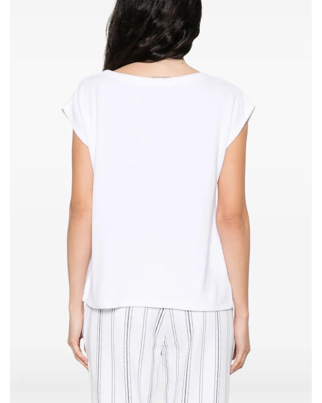 Juvia White Cotton-Blend T-Shirt