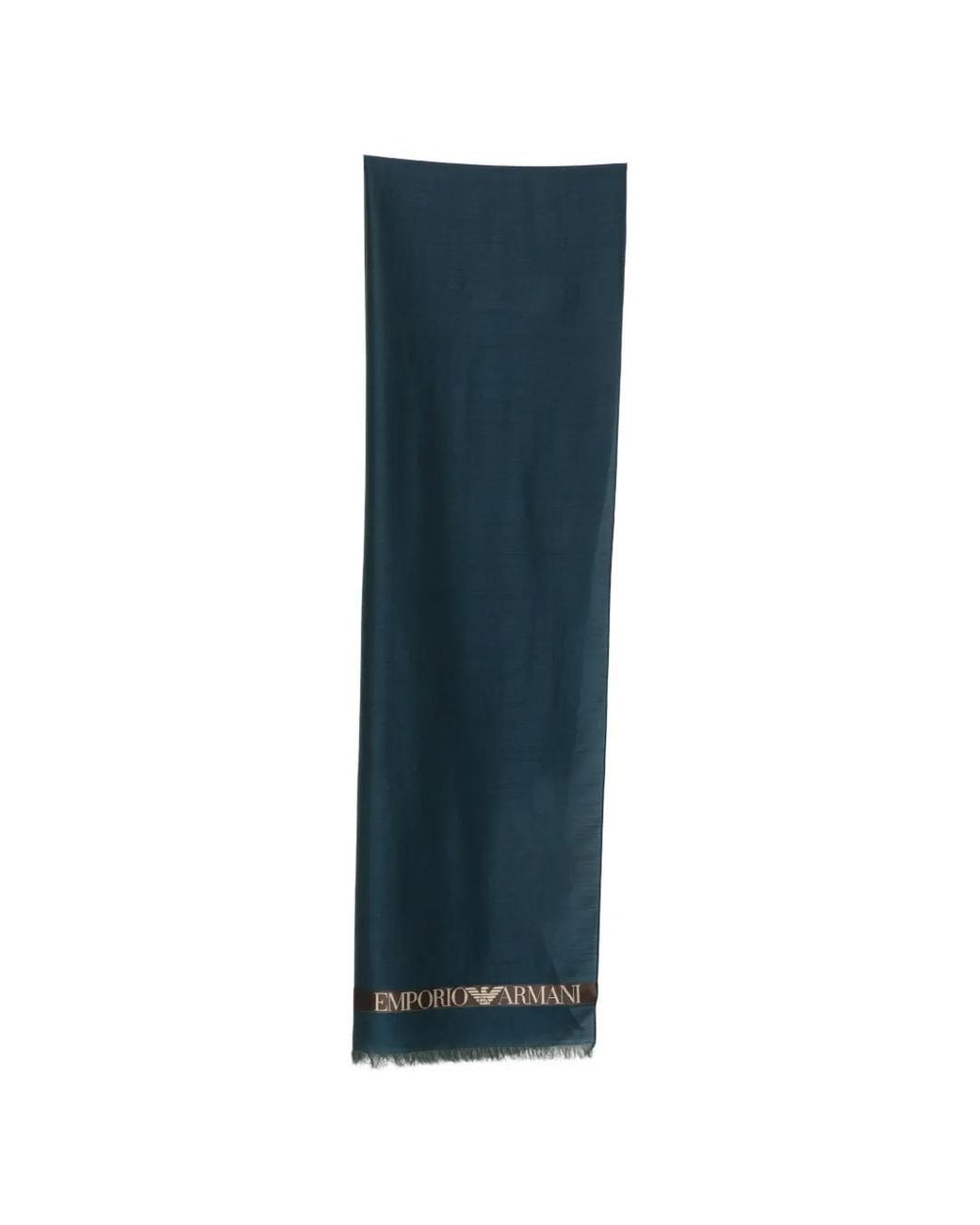 Emporio Armani Blue Logo-Print Frayed Scarf for men