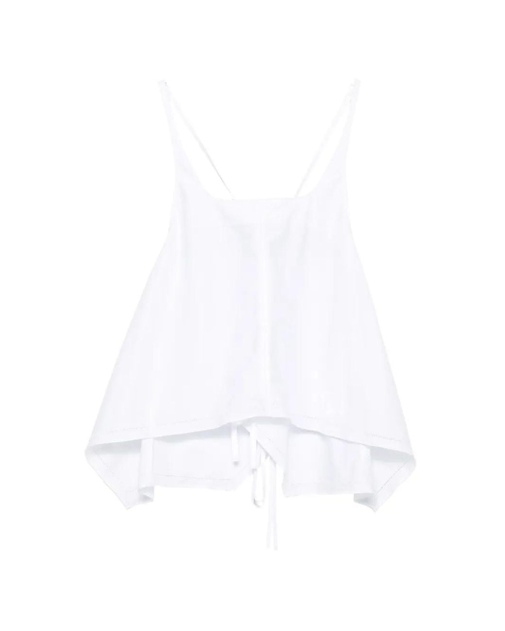 Low Classic White Flared Sleeveless Top