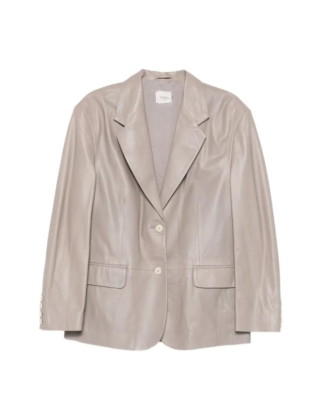 Alysi Gray Leather Single-Breasted Jacket