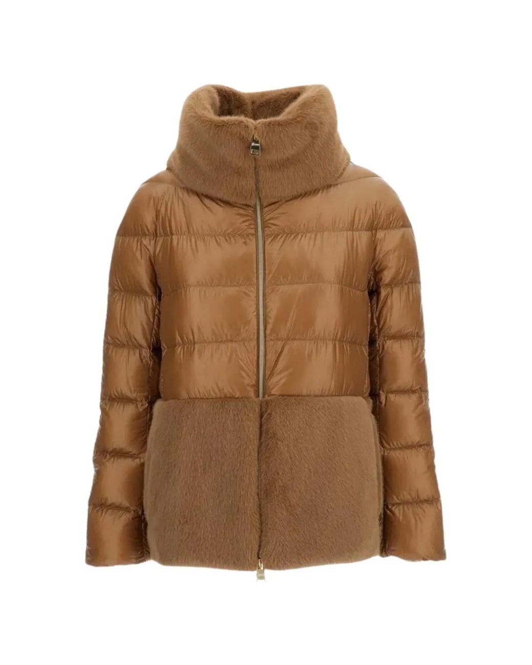 Herno Brown Quilted Panelled Jacket