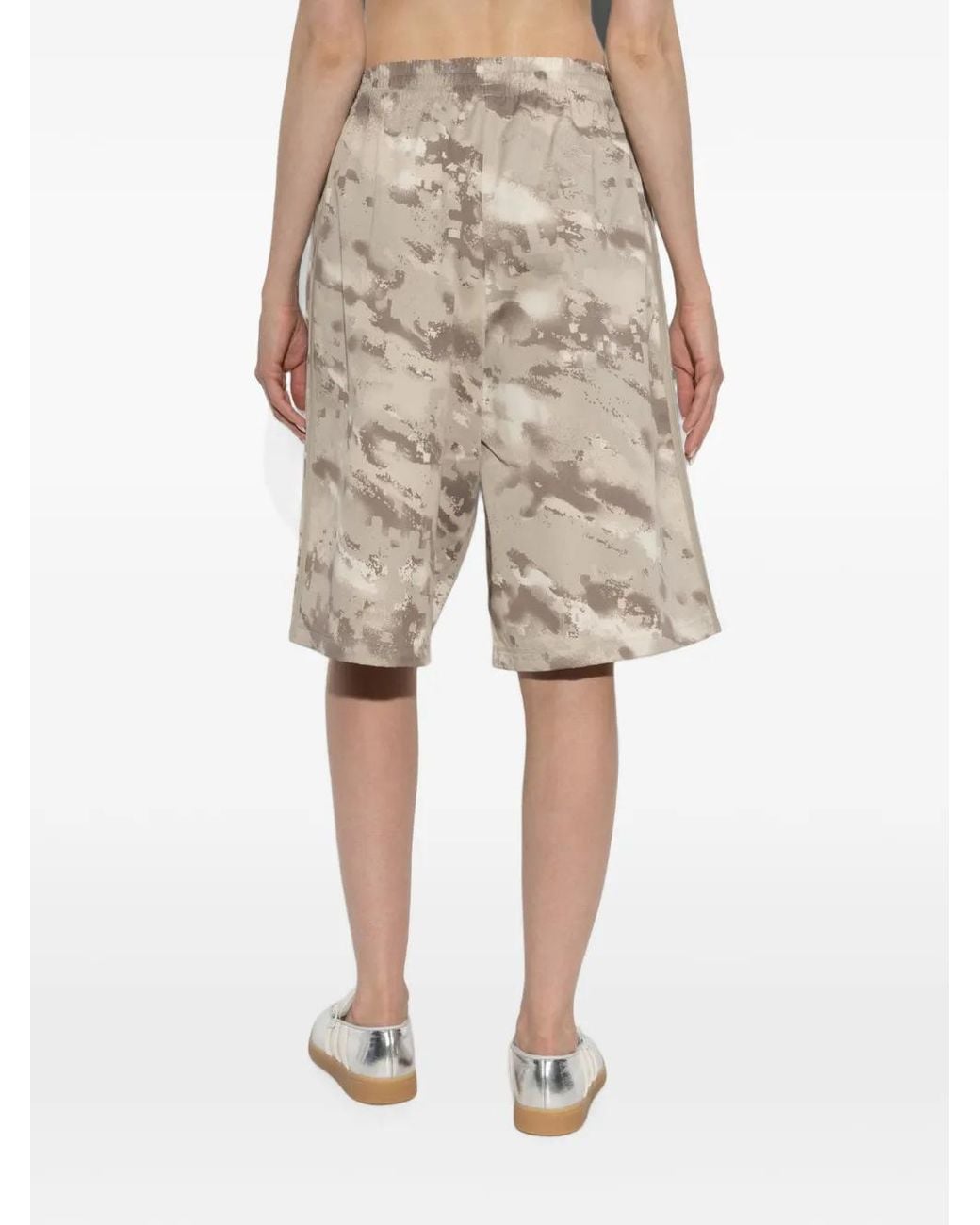 Adidas Natural Abstract-Print Logo-Embroidered Shorts