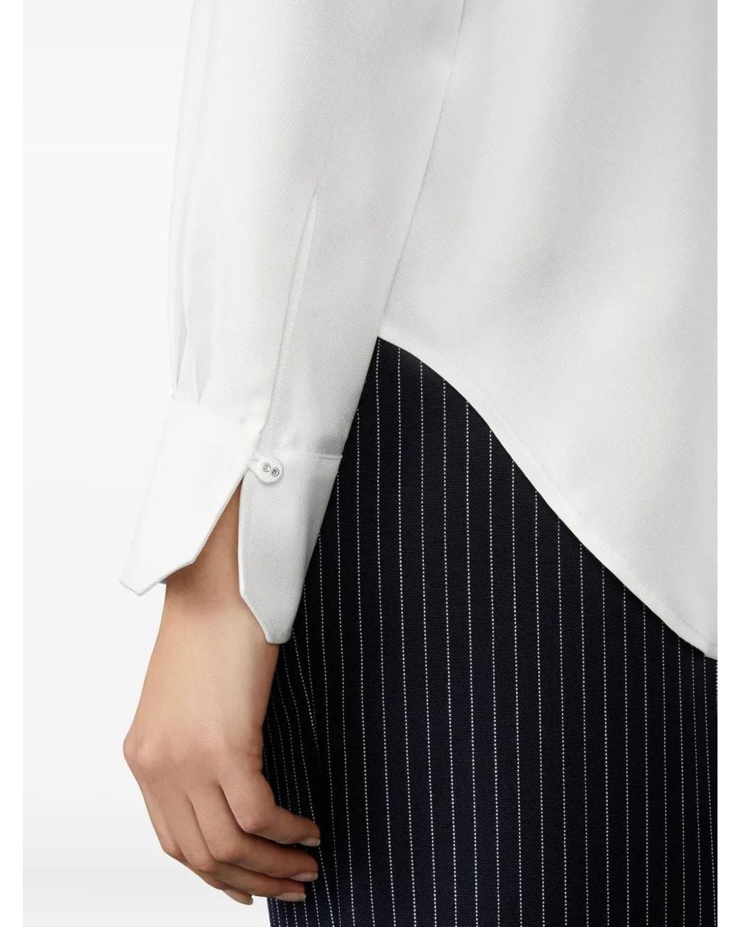 Thom Browne White Detachable-Collar Bow Shirt
