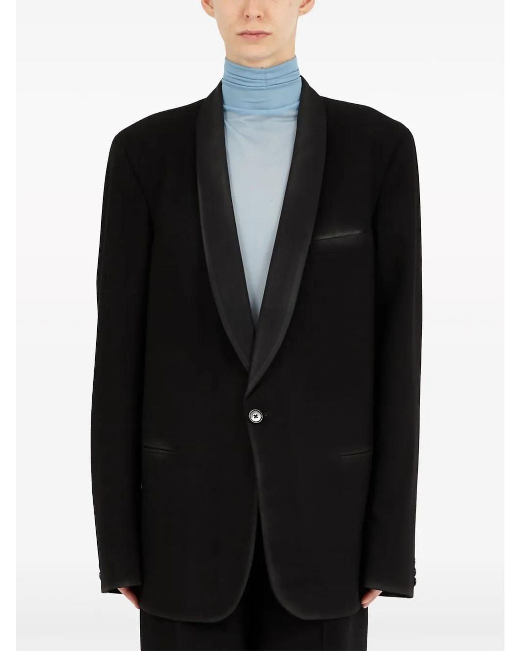Maison Margiela Black Wool Single-Breasted Blazer Jacket