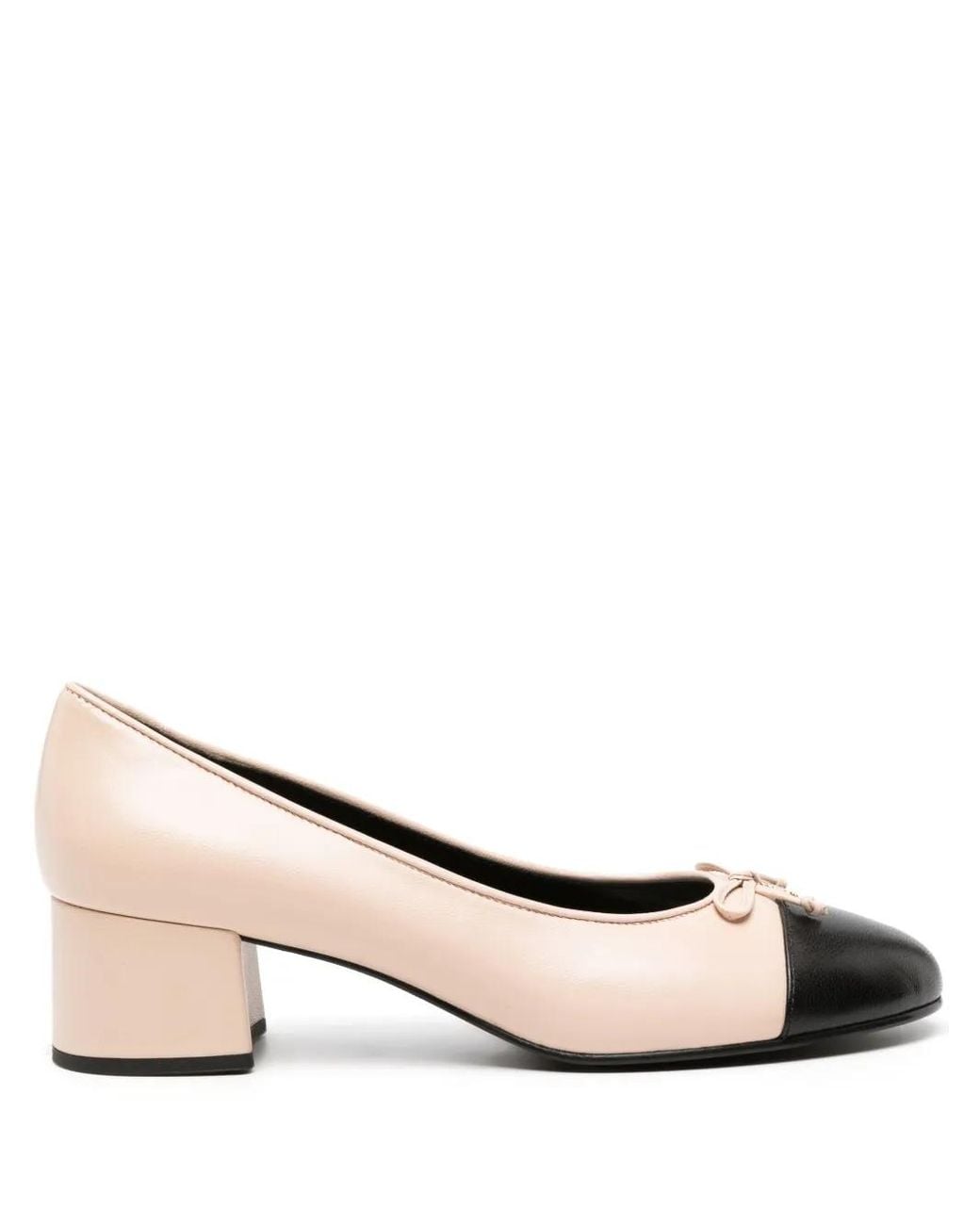 Tory Burch Natural Cap-Toe Pump Shoes