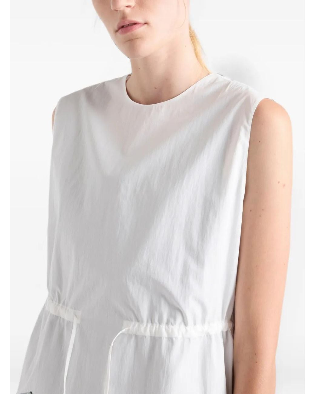 Prada White Printed Compact Fabric Dress
