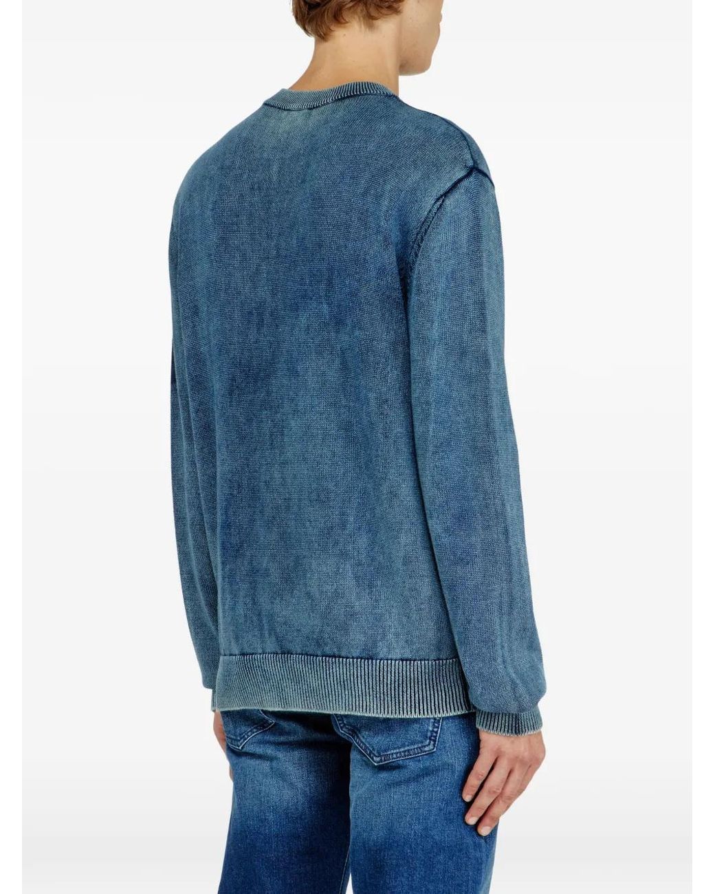 DIESEL Blue K-Perne Faded-Wash Cotton Sweatshirt for men