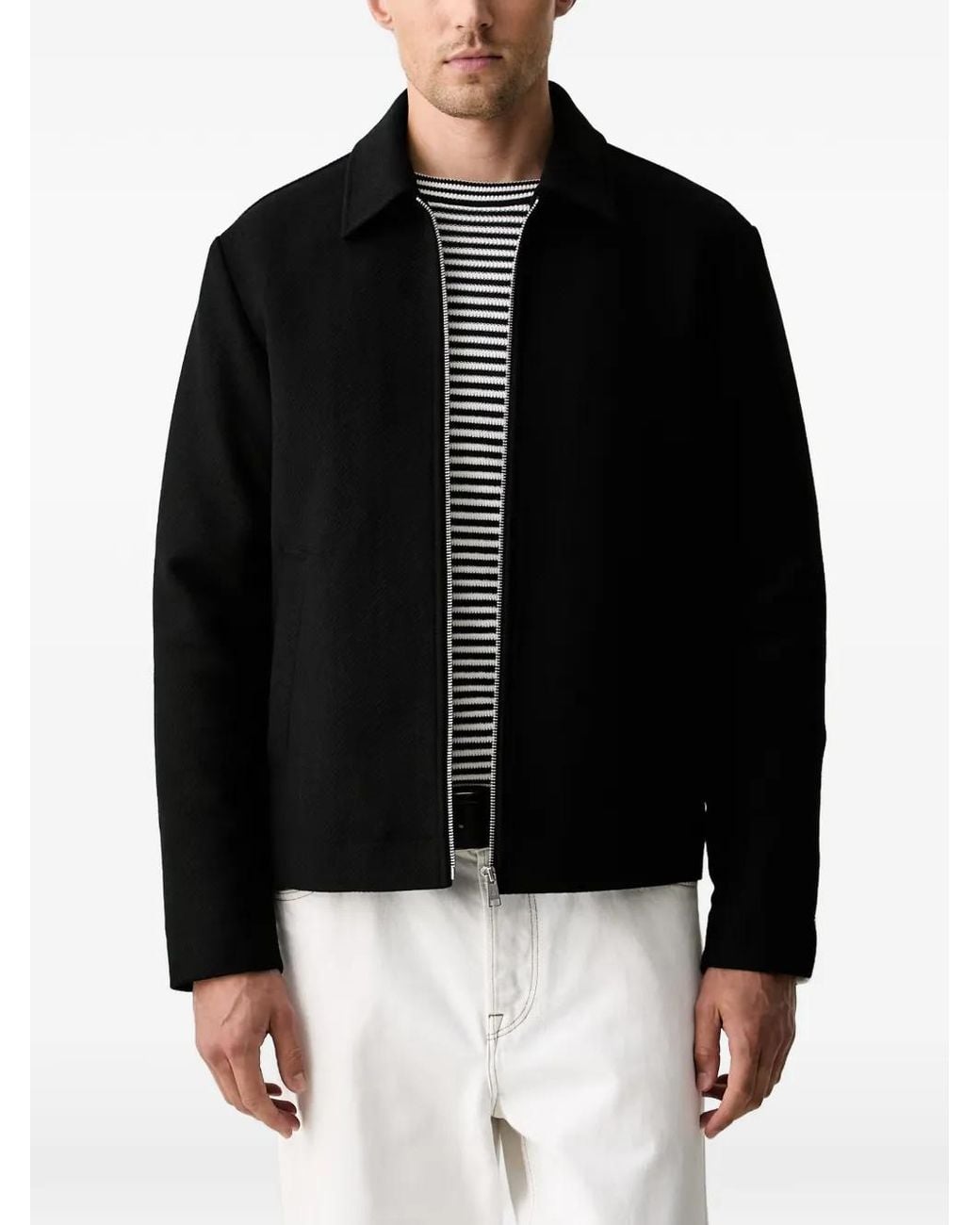 Marc O' Polo Black Diagonal-Weave Zip-Up Jacket for men