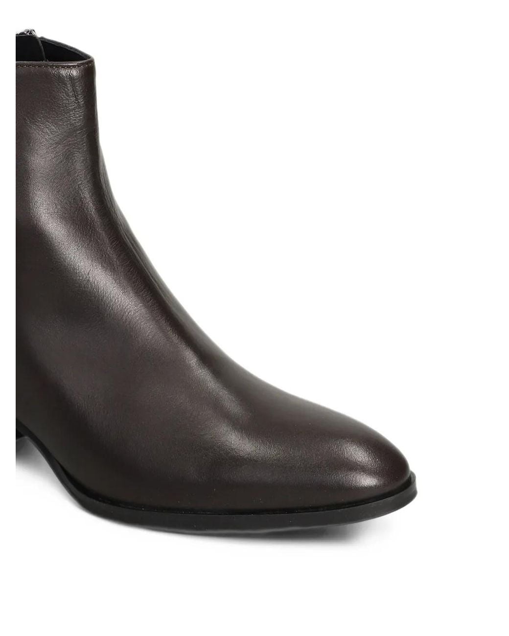 Evaluna Black Calf Leather Ankle Boots