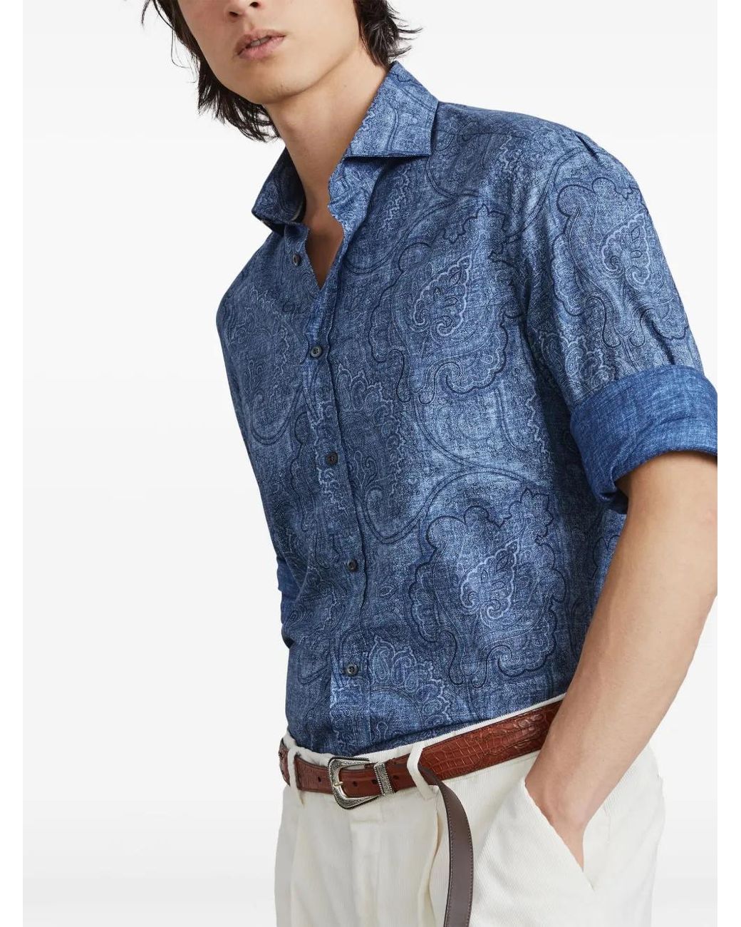 Brunello Cucinelli Blue Shirt for men