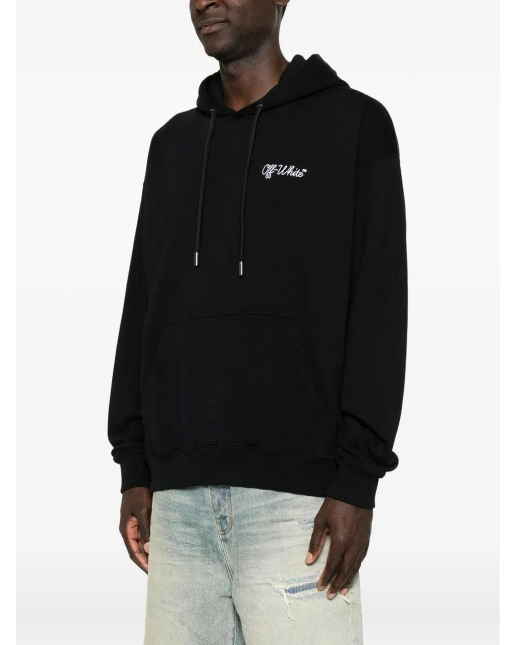 Off-White c/o Virgil Abloh Black Logo-Embroidered Hoodie