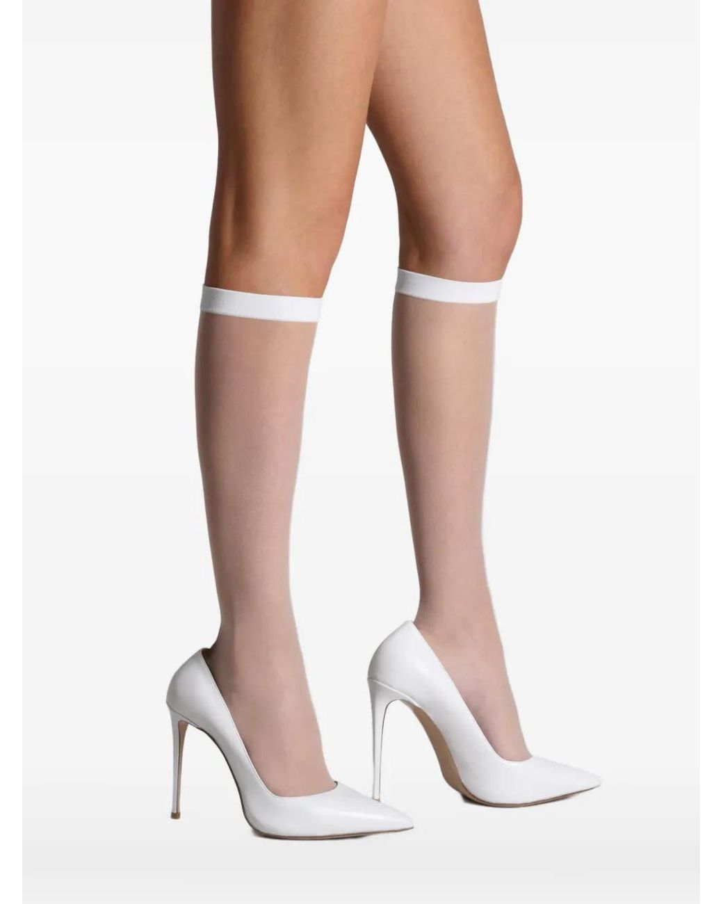 Maison Close White Pure Tentation Knee-High Socks