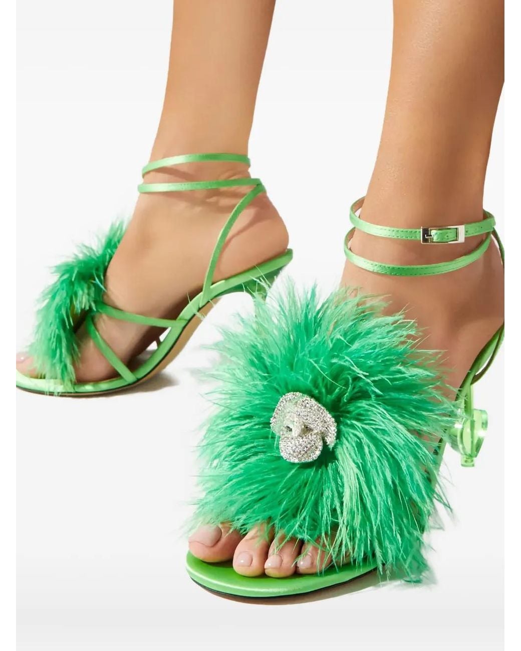 Mach & Mach Green 95Mm Crystal-Embellished Sandals