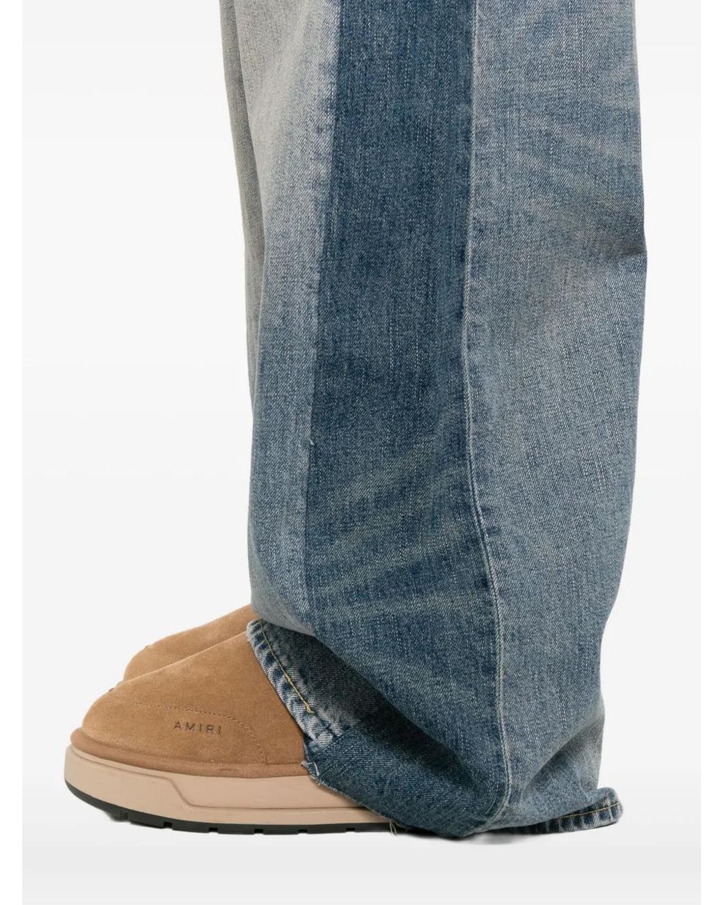 R13 Blue Colour-Block Panelled Jeans for men