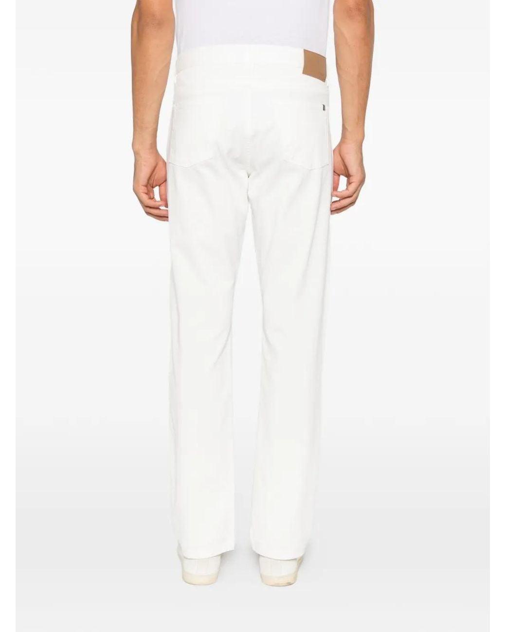 Canali White Straight-Leg Jeans for men