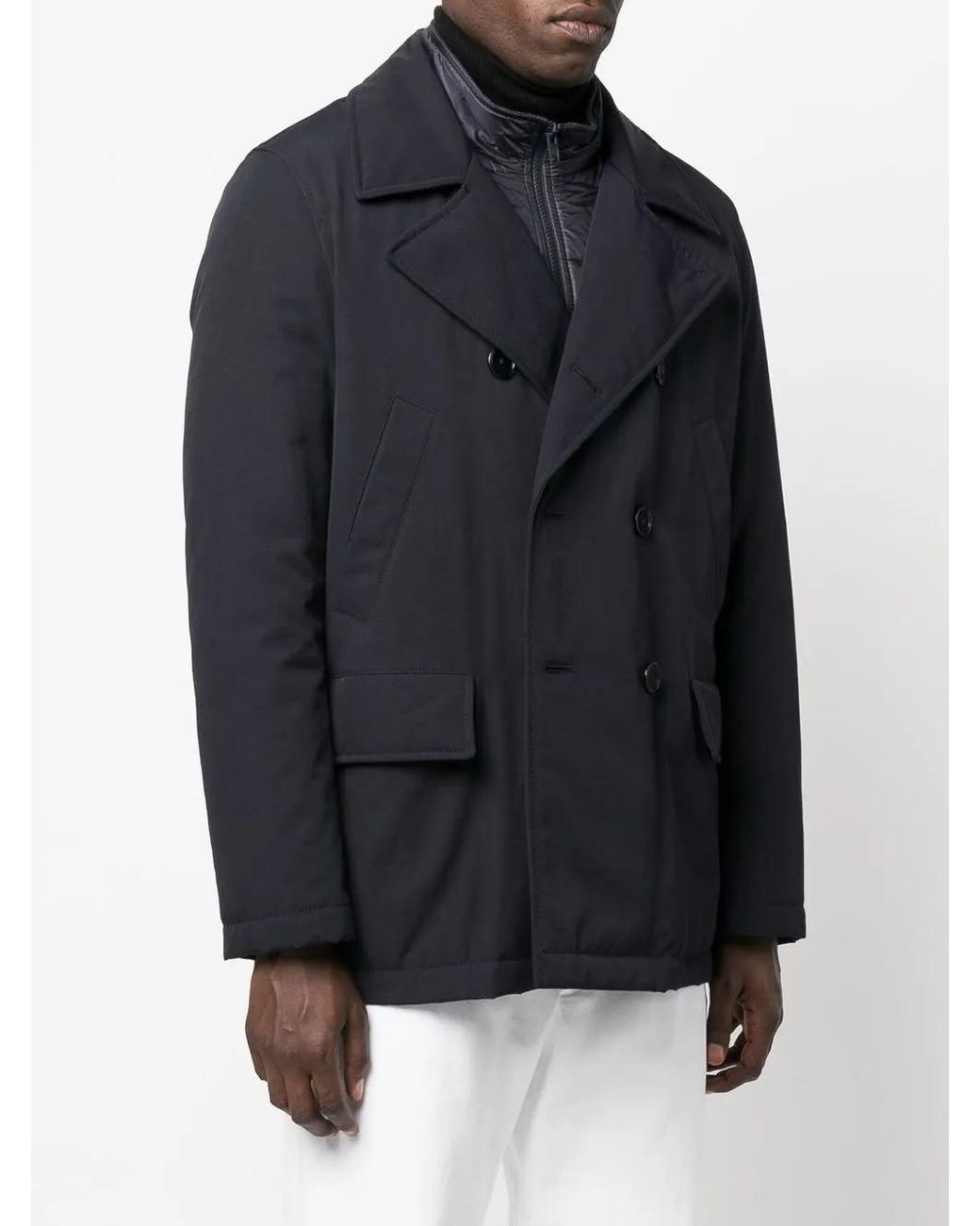 Fay Blue Quilted Double-Breasted Coat for men