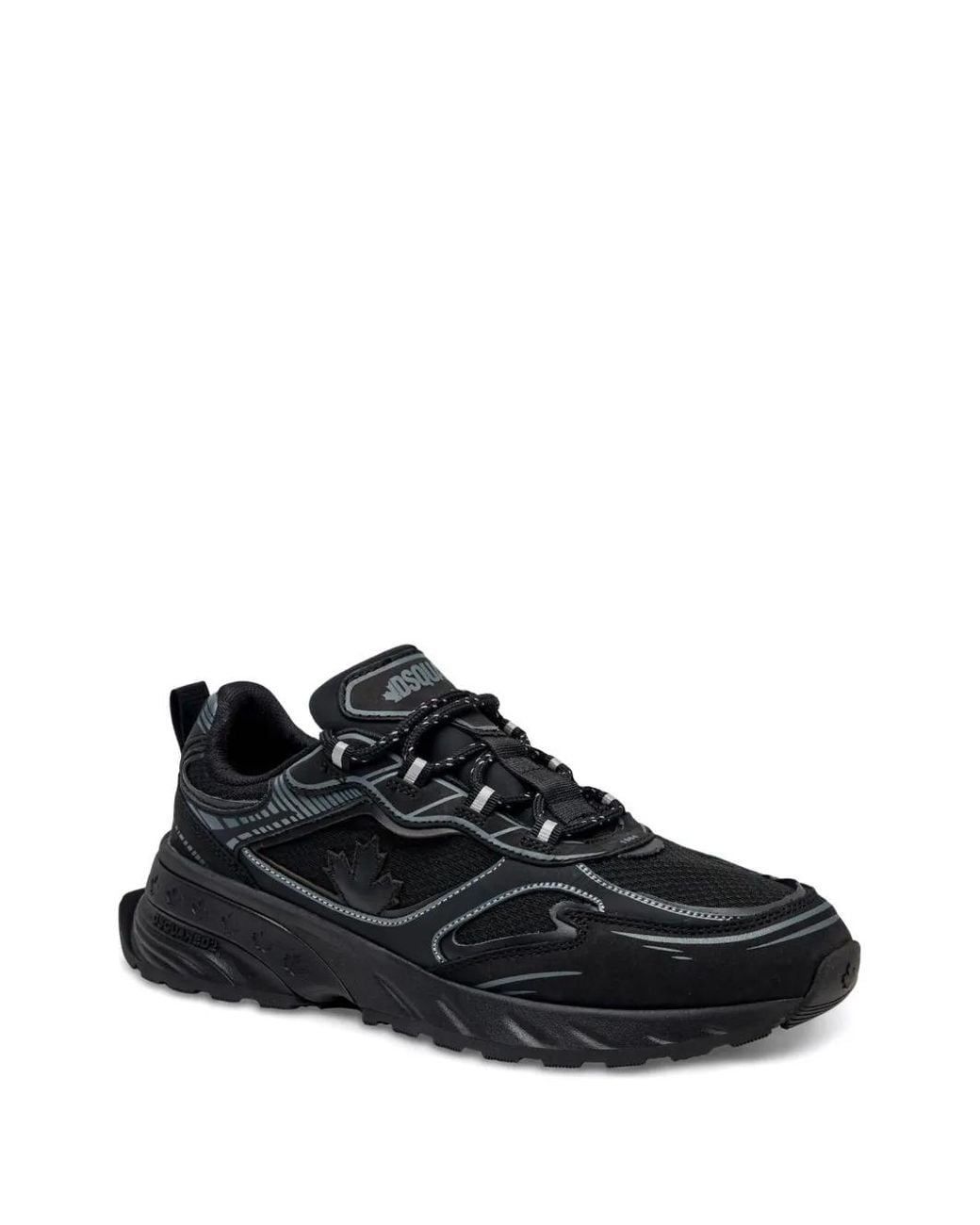 DSquared² Black Panelled Lace-Up Sneakers for men