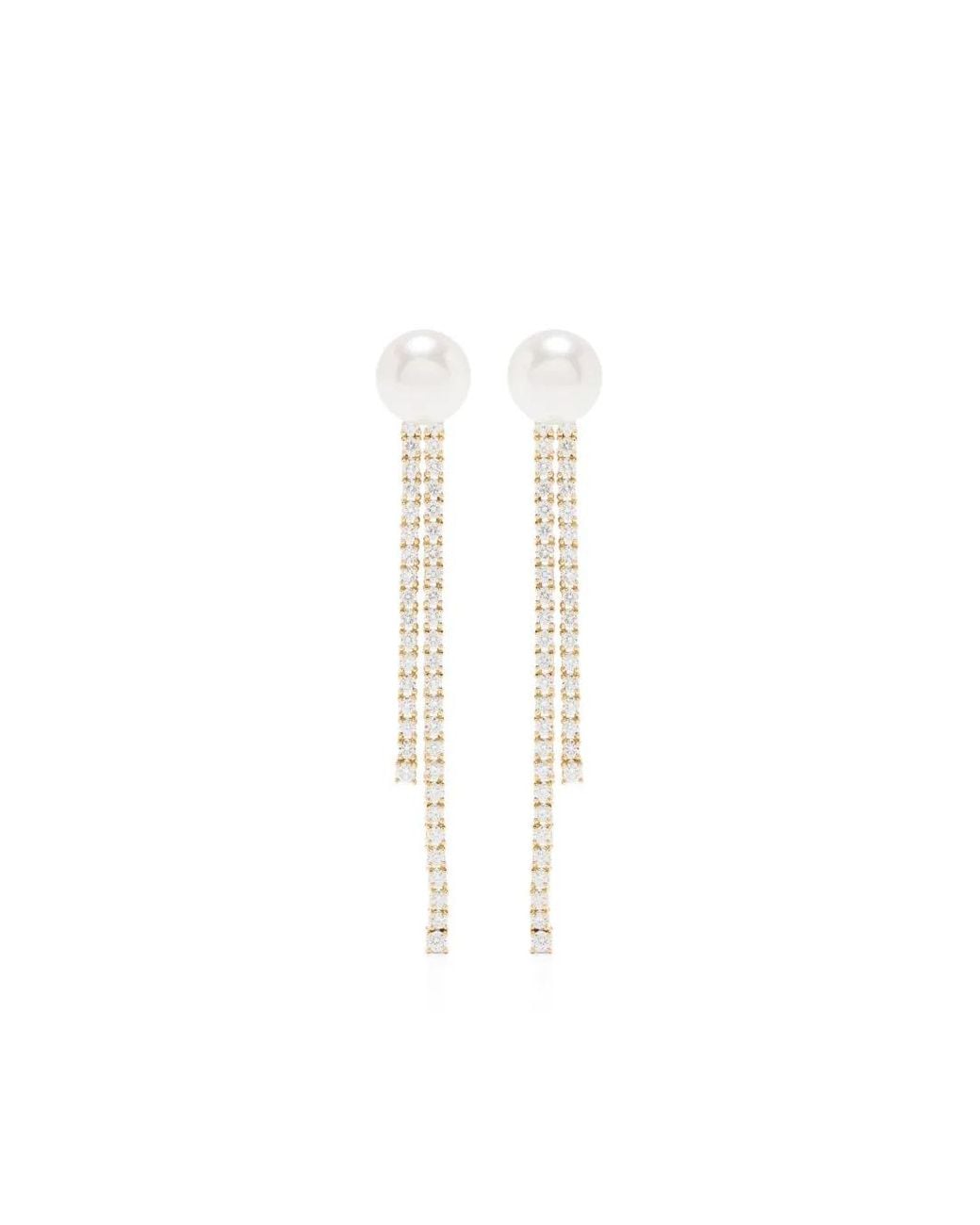 Mizuki White 18Kt Akoya Pearl And Diamond Drop Earrings