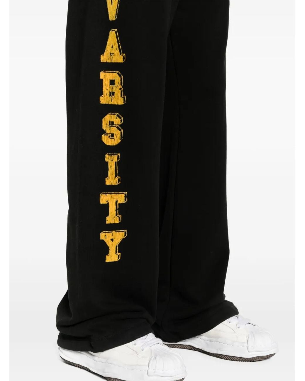 Amiri Black Flocked-Logo Cotton Track Pants for men