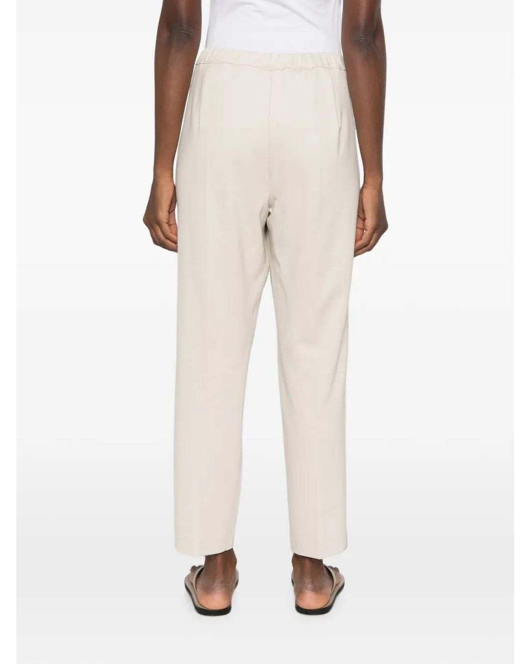 Marina Rinaldi White Button-Fastening Straight-Leg Trousers