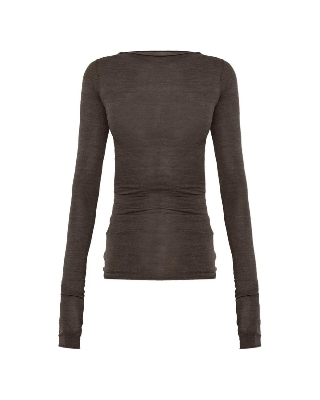 Rick Owens Black T-Shirt Ls T Transparent À Manches Longues
