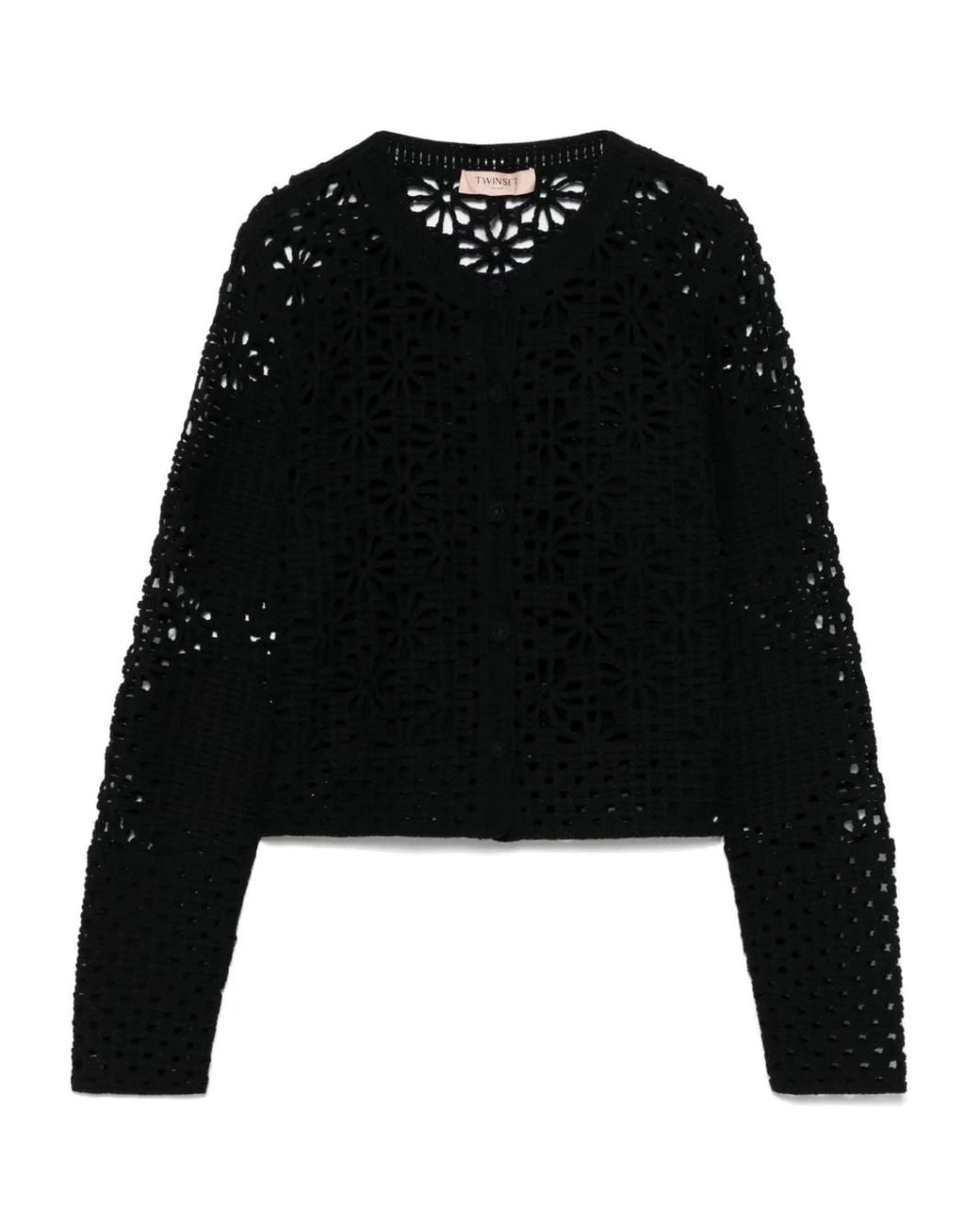 Twinset Black Open-Knit Cardigan