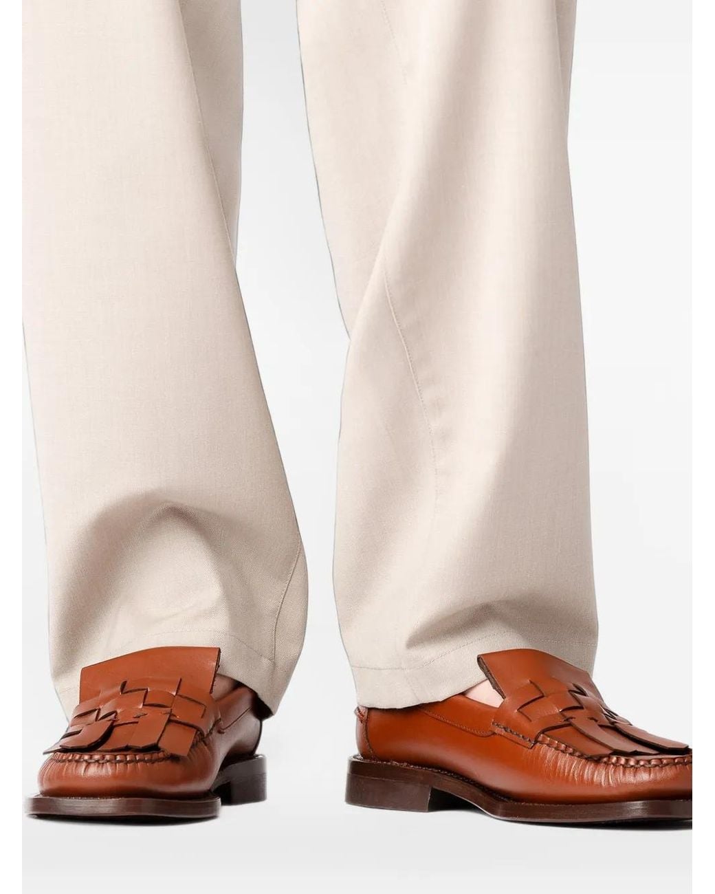 Hereu Brown Mocassins Marti Tressés À Franges for men