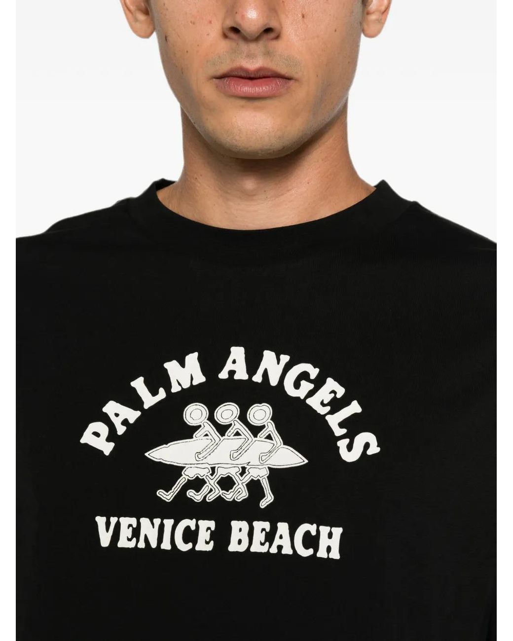 Palm Angels Black Venice Beach Graphic-Print T-Shirt for men
