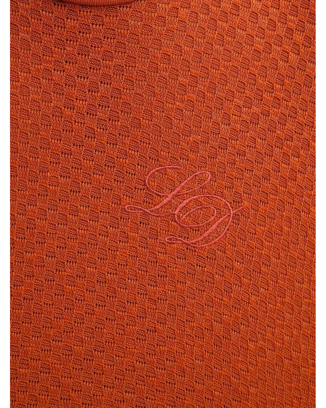 Les Deux Orange Embroidered-Logo Textured T-Shirt for men