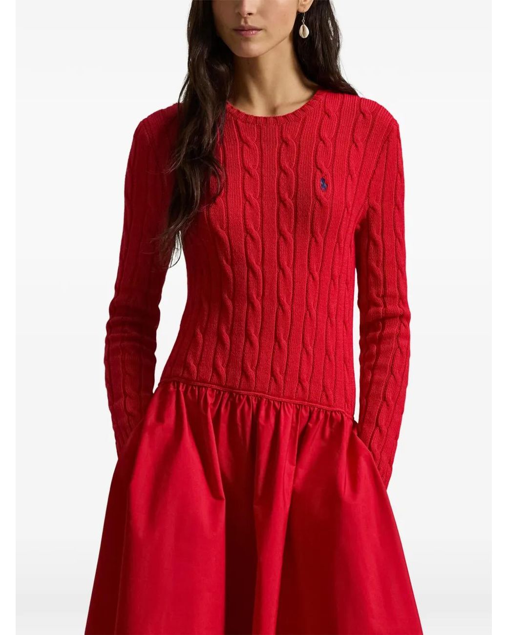 Polo Ralph Lauren Red Long Sleeves Shirt Long Dress