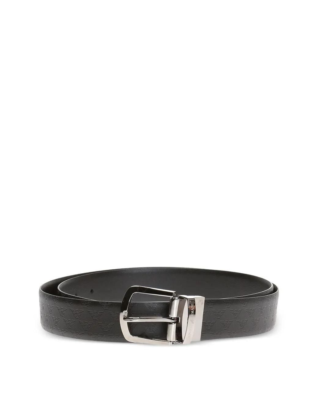 Emporio Armani Black Logo Embossed Belt for men