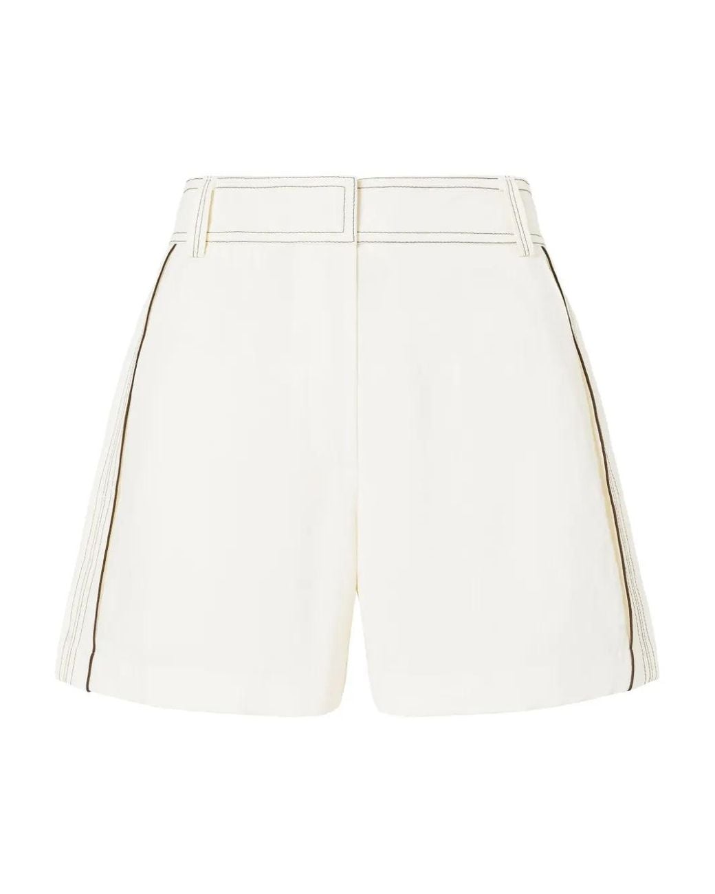 Tory Burch White Pleated High-Waisted Shorts