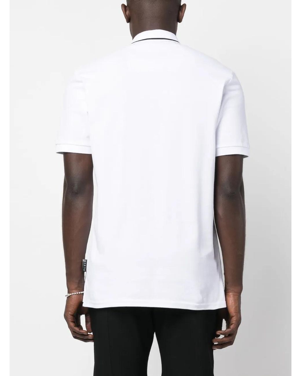 Philipp Plein White Paisley Teddy Bear Polo Shirt for men