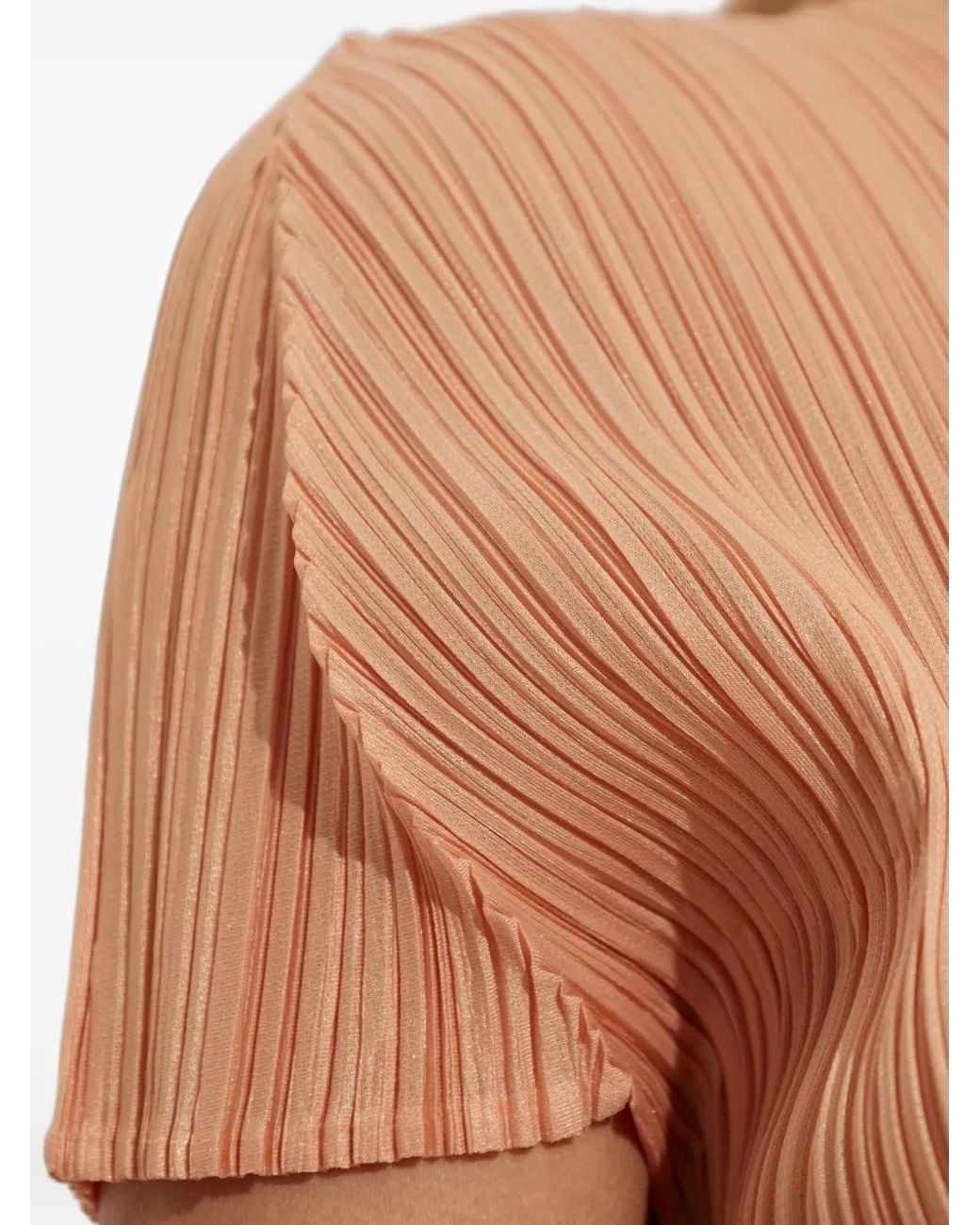 Pleats Please Issey Miyake Natural Blouse Plissée À Col Montant