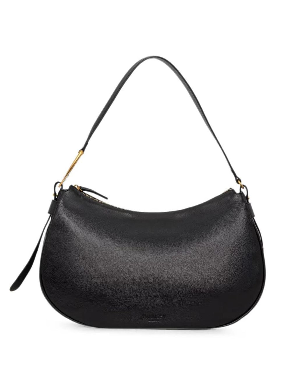 Twinset Black Logo-Debossed Hardware-Detail Leather Shoulder Bag