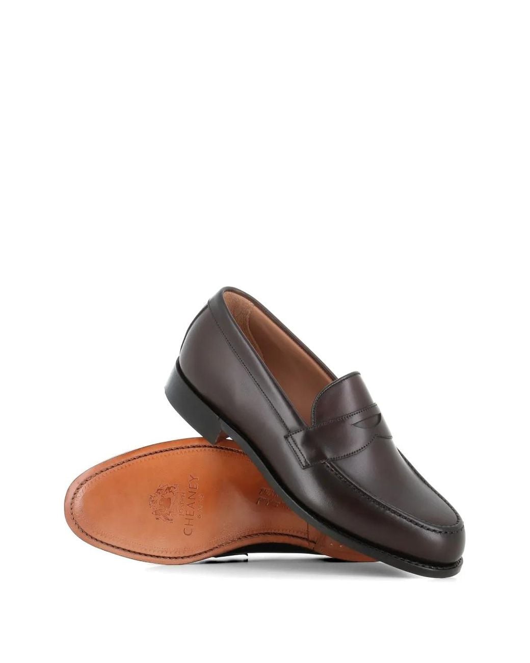 Cheaney Gray Penny Leather Loafers for men